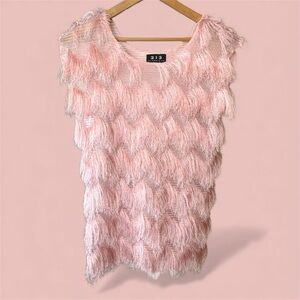 Blush Pink Fringe Blouse